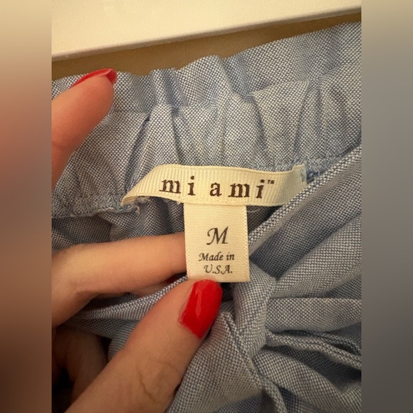 Francesca's Miami Pamela Light Blue Shorts Tie Waist ~ Crochet Trim Sz Medium - Picture 7 of 8